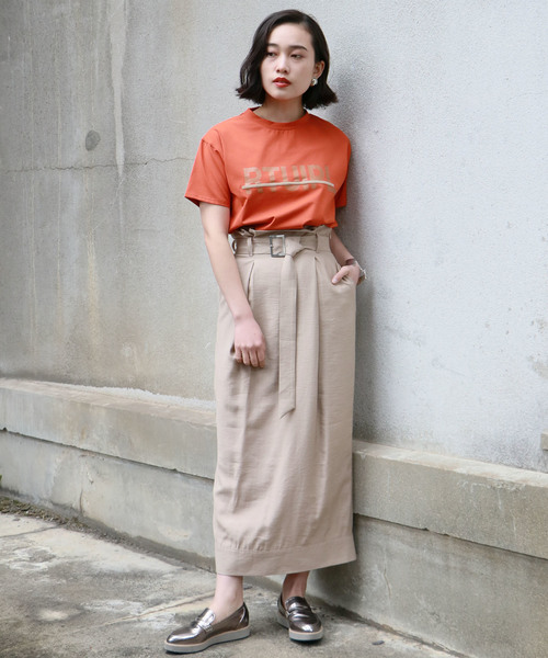 &g'aime（アンジェム）の「【&g'aime】ロゴプリント刺しゅうラインTシャツ（Tシャツ/カットソー・レディース・ホワイト/ブラック/オレンジ・FREE）」の10枚目の写真