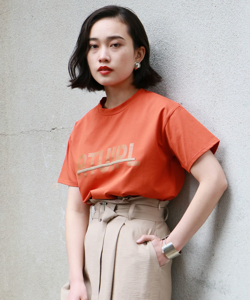 &g'aime（アンジェム）の「【&g'aime】ロゴプリント刺しゅうラインTシャツ（Tシャツ/カットソー・レディース・ホワイト/ブラック/オレンジ・FREE）」の12枚目の写真