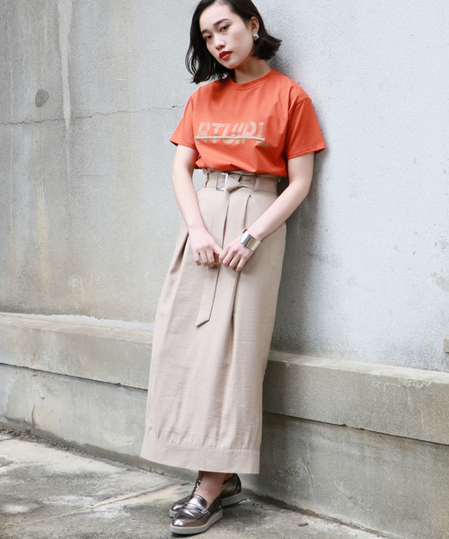 &g'aime（アンジェム）の「【&g'aime】ロゴプリント刺しゅうラインTシャツ（Tシャツ/カットソー・レディース・ホワイト/ブラック/オレンジ・FREE）」の18枚目の写真