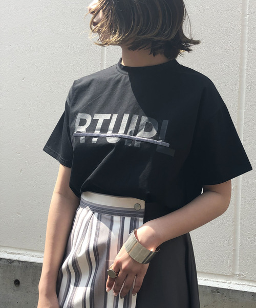 &g'aime（アンジェム）の「【&g'aime】ロゴプリント刺しゅうラインTシャツ（Tシャツ/カットソー・レディース・ホワイト/ブラック/オレンジ・FREE）」の20枚目の写真