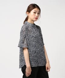 STYLEBLOCK | シフォン花柄ビッグシルエットハイネック半袖Tブラウス(シャツ/ブラウス)