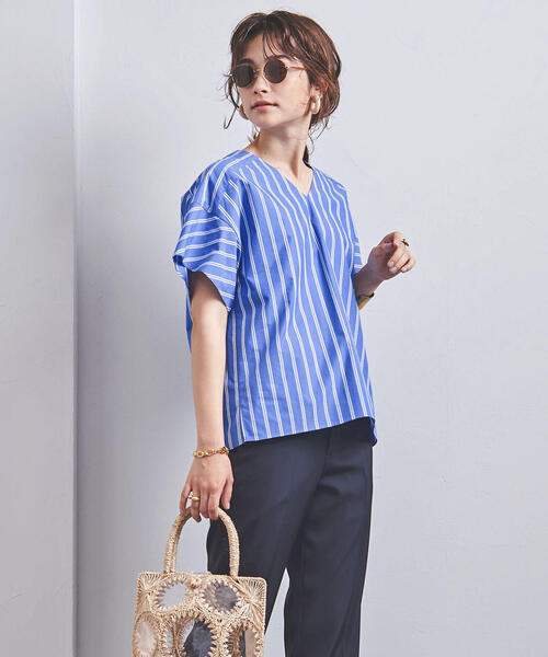 ユナイテッドアローズ UNITED ARROWS ストライプ リボン ブラウス 5edd26b1-25f9-442a-bf37-