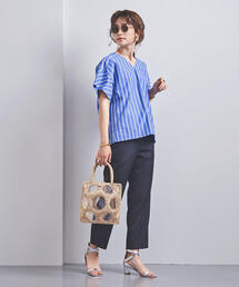極美品 ユナイテッドアローズ ラインプリント Vネック ブラウス サイズ38 UNITED ARROWS（ユナイテッドアローズ）の「UBC ラインプリント