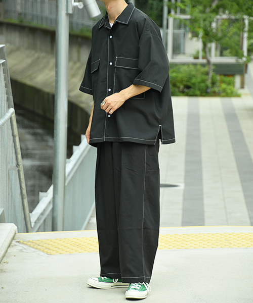 kutir（クティール）の「ステッチワイドパンツ【セットアップ着用可】（その他パンツ・メンズ・ライトブルー/ブラック/ダークブラウン・MEDIUM/LARGE）」の4枚目の写真