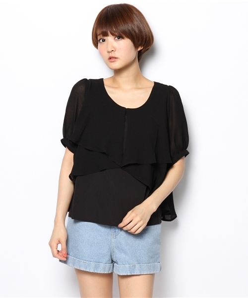 mystic（ミスティック）の「フリル重ねプルオーバー（シャツ/ブラウス・レディース・オフホワイト/ベージュ/ブルー/ブラック・ﾌﾘ-）」の11枚目の写真