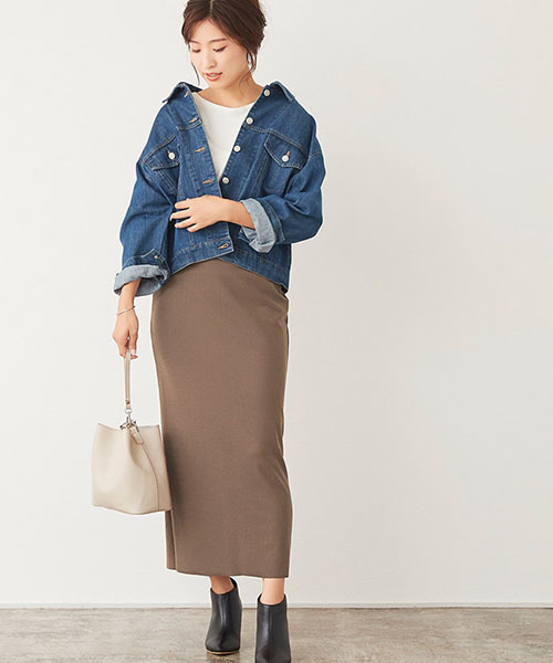 Pierrot（ピエロ）の「リブカットソーロングスカート（スカート・レディース・ブラック/カーキ/ブルー/モカ/ブラウン系その他・M/L）」の7枚目の写真