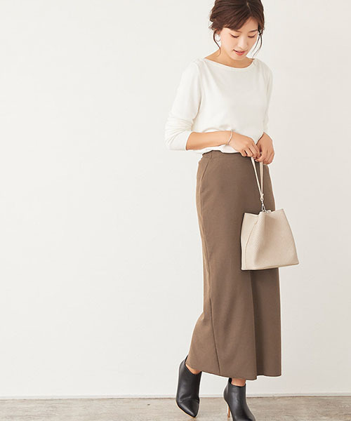 Pierrot（ピエロ）の「リブカットソーロングスカート（スカート・レディース・ブラック/カーキ/ブルー/モカ/ブラウン系その他・M/L）」の6枚目の写真