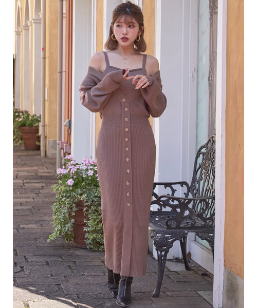 Darich（ダーリッチ）の「オフショルモチーフニットOP（ワンピース  