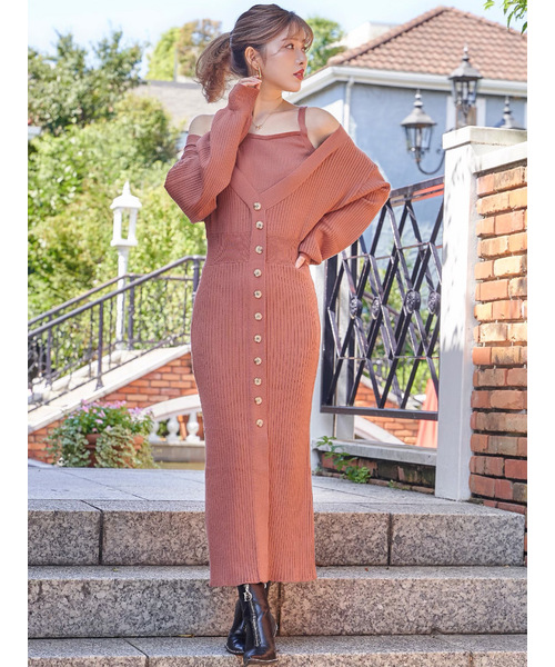 Darich（ダーリッチ）の「オフショルモチーフニットOP（ワンピース  