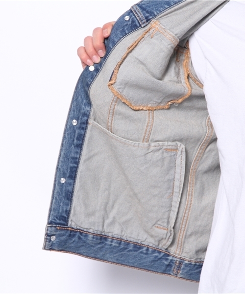 WEGO（ウィゴー）の「WEGO/デニムGジャン（デニムジャケット・メンズ・インディゴブルー/ダークインディゴブルー・MEDIUM/SMALL/LARGE）」の4枚目の写真