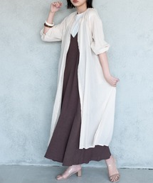 Aunt Marie's | バンドカラーシルクボイルロングシャツワンピース/AUNT MARIE’S(シャツワンピース)