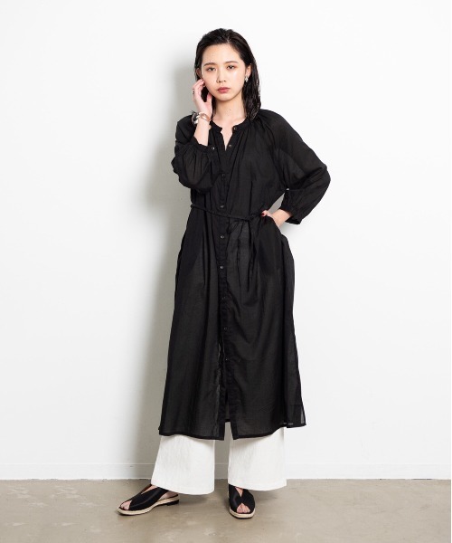 美品♪イエナ シルク混 ティアード ロングシャツワンピース バンドカラー 近年 美品♪イエナ シルク混 ティアード ロングシャツワンピース