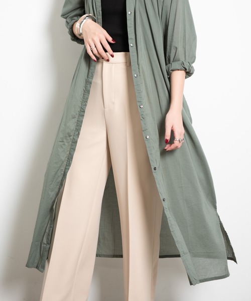 Aunt Marie's（アントマリーズ）の「バンドカラーシルクボイルロングシャツワンピース/AUNT MARIE’S（シャツワンピース・レディース・オフホワイト/マスタード/ブラック/グリーン/ボルドー・FREE）」の12枚目の写真