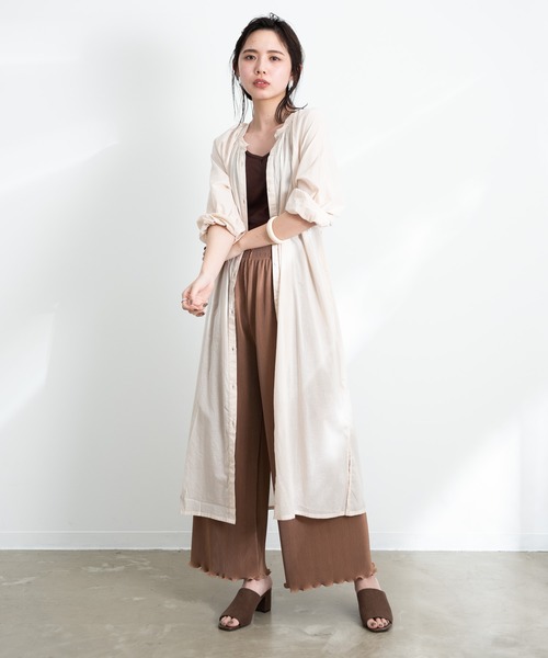 Aunt Marie's（アントマリーズ）の「バンドカラーシルクボイルロングシャツワンピース/AUNT MARIE’S（シャツワンピース・レディース・オフホワイト/マスタード/ブラック/グリーン/ボルドー・FREE）」の16枚目の写真