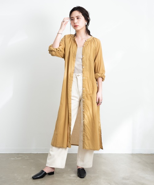 Aunt Marie's（アントマリーズ）の「バンドカラーシルクボイルロングシャツワンピース/AUNT MARIE’S（シャツワンピース・レディース・オフホワイト/マスタード/ブラック/グリーン/ボルドー・FREE）」の21枚目の写真