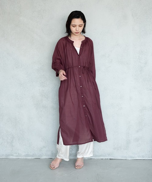 ★ChicLine★ジアン ダブルカラー ロングシャツベルトワンピース ロングシャツワンピース - SOÉJU online store｜上質な大人の