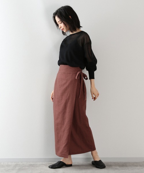 LOWRYS FARM(ローリーズファーム)の「エコR/Lラップスカート 869279(スカート・レディース・チャコールグレー/ブラウン/アイボリー/ライトブラウン・FREE)」の15枚目の写真