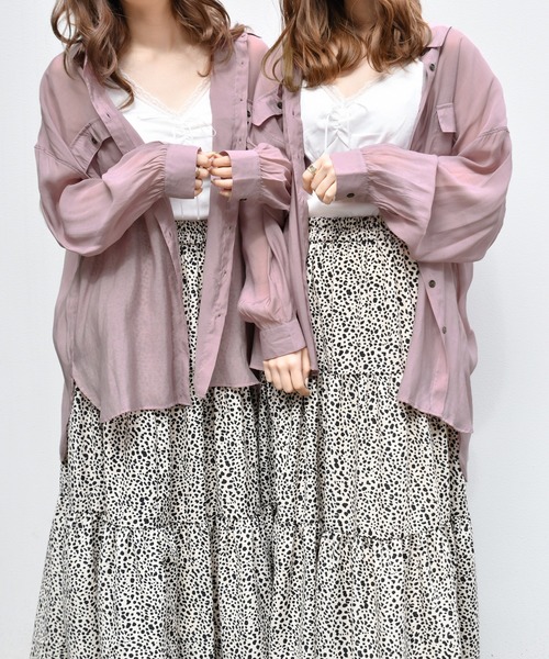 PairPair（ペアペア）の「シアービッグシャツ（シャツ/ブラウス・レディース・ライトグリーン/アイボリー/スモークピンク/ライトベージュ・FREE）」の4枚目の写真