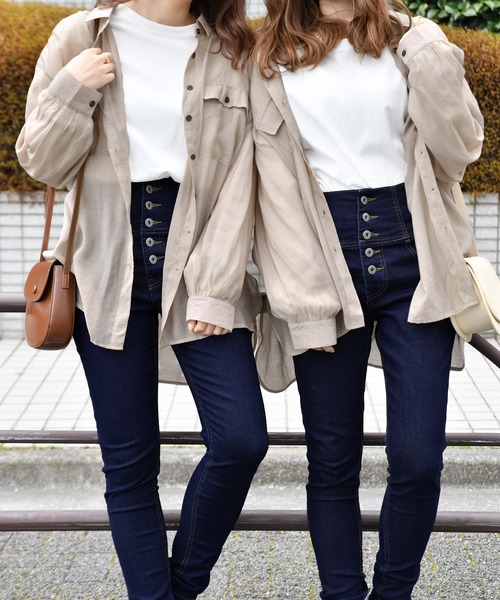 PairPair（ペアペア）の「シアービッグシャツ（シャツ/ブラウス・レディース・ライトグリーン/アイボリー/スモークピンク/ライトベージュ・FREE）」の3枚目の写真