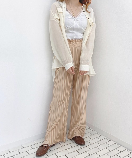 PairPair（ペアペア）の「シアービッグシャツ（シャツ/ブラウス・レディース・ライトグリーン/アイボリー/スモークピンク/ライトベージュ・FREE）」の21枚目の写真