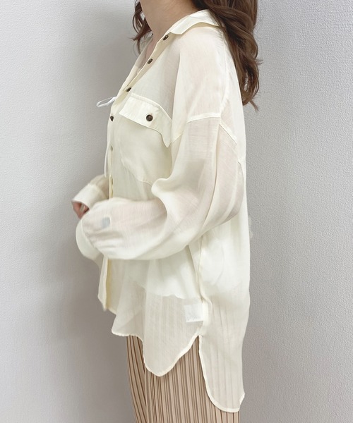 PairPair（ペアペア）の「シアービッグシャツ（シャツ/ブラウス・レディース・ライトグリーン/アイボリー/スモークピンク/ライトベージュ・FREE）」の11枚目の写真