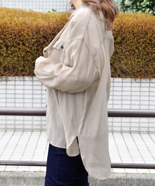 PairPair（ペアペア）の「シアービッグシャツ（シャツ/ブラウス・レディース・ライトグリーン/アイボリー/スモークピンク/ライトベージュ・FREE）」の12枚目の写真