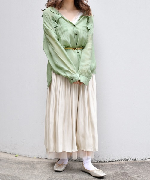 PairPair（ペアペア）の「シアービッグシャツ（シャツ/ブラウス・レディース・ライトグリーン/アイボリー/スモークピンク/ライトベージュ・FREE）」の19枚目の写真