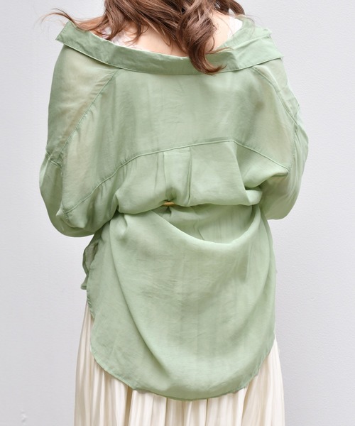 PairPair（ペアペア）の「シアービッグシャツ（シャツ/ブラウス・レディース・ライトグリーン/アイボリー/スモークピンク/ライトベージュ・FREE）」の16枚目の写真