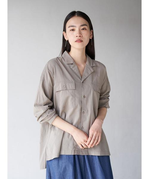 AMERICAN HOLIC（アメリカンホリック）の「Wポケット開襟シャツ　＊〇（シャツ/ブラウス・レディース・ブラック/オフホワイト/モカ/ストライプ/ドット/その他14・M/L）」の12枚目の写真