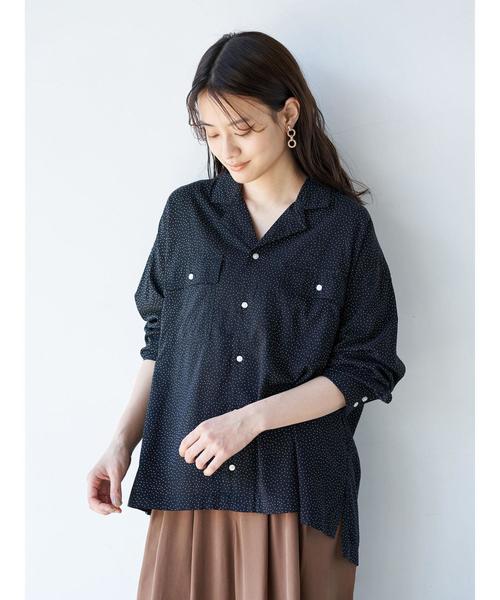 AMERICAN HOLIC（アメリカンホリック）の「Wポケット開襟シャツ　＊〇（シャツ/ブラウス・レディース・ブラック/オフホワイト/モカ/ストライプ/ドット/その他14・M/L）」の14枚目の写真