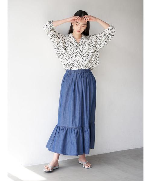 AMERICAN HOLIC（アメリカンホリック）の「Wポケット開襟シャツ　＊〇（シャツ/ブラウス・レディース・ブラック/オフホワイト/モカ/ストライプ/ドット/その他14・M/L）」の19枚目の写真
