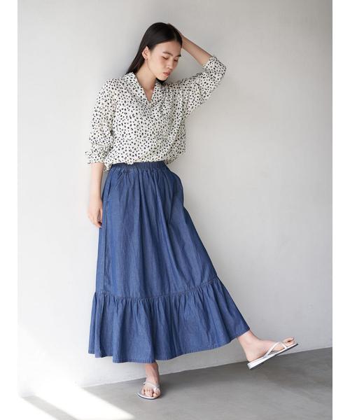 AMERICAN HOLIC（アメリカンホリック）の「Wポケット開襟シャツ　＊〇（シャツ/ブラウス・レディース・ブラック/オフホワイト/モカ/ストライプ/ドット/その他14・M/L）」の20枚目の写真