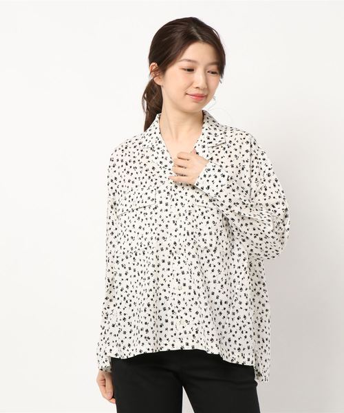 AMERICAN HOLIC（アメリカンホリック）の「Wポケット開襟シャツ　＊〇（シャツ/ブラウス・レディース・ブラック/オフホワイト/モカ/ストライプ/ドット/その他14・M/L）」の10枚目の写真