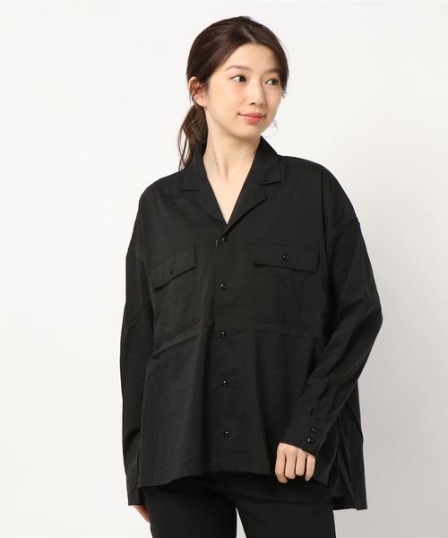 AMERICAN HOLIC（アメリカンホリック）の「Wポケット開襟シャツ　＊〇（シャツ/ブラウス・レディース・ブラック/オフホワイト/モカ/ストライプ/ドット/その他14・M/L）」の11枚目の写真
