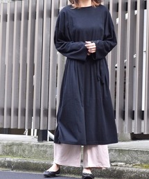 ＊オススメ＊ 共布ベルト付きカットソーワンピース