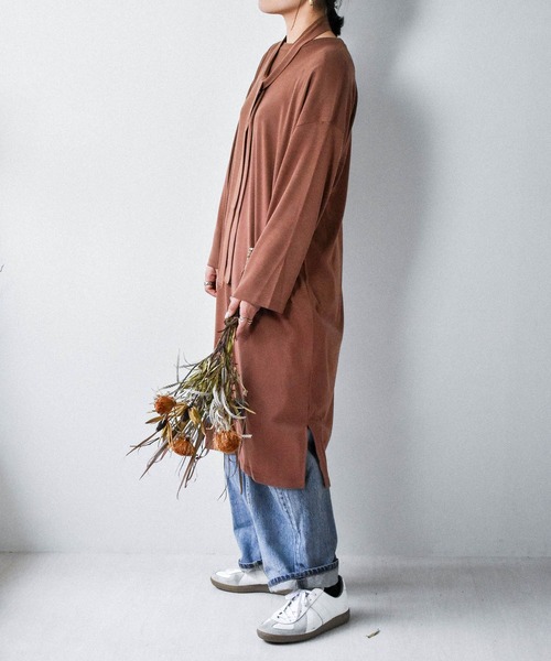 muure（ミュール）の「＊オススメ＊ 共布ベルト付きカットソーワンピース（ワンピース・レディース・ブラック/ブラウン・FREE）」の6枚目の写真