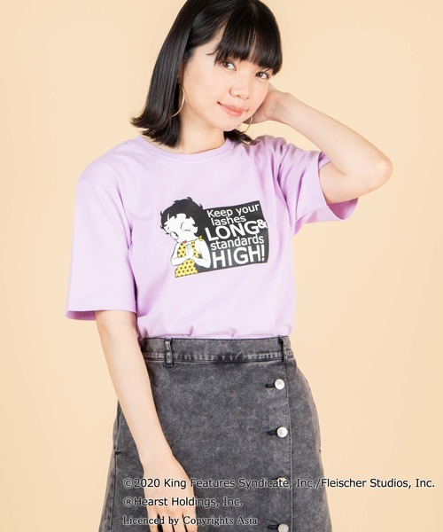 WEGO(ウィゴー)の「∴WEGO/ベティー ブープ(TM) 別注Tシャツ(Tシャツ/カットソー・メンズ・ホワイト/パープル・MEDIUM/LARGE)」の1枚目の写真