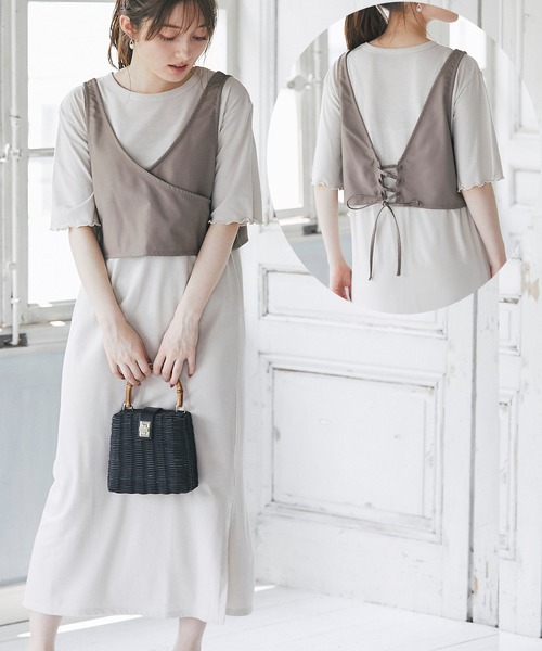 Tocco Closet トッコ クローゼット の Zozo限定 後ろレースアップデザインベストレイヤードワンピース ワンピース Wear