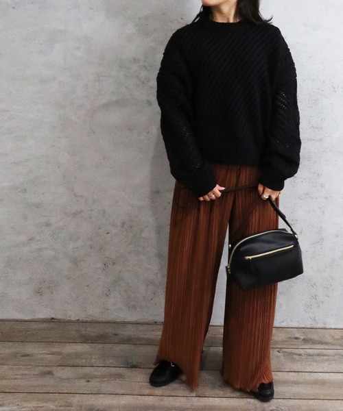 Riberry(リベリー)の「透かし柄ニット(ニット/セーター・レディース・チャコールグレー/オフホワイト/ブラック/ベージュ/カーキ・MEDIUM)」の18枚目の写真