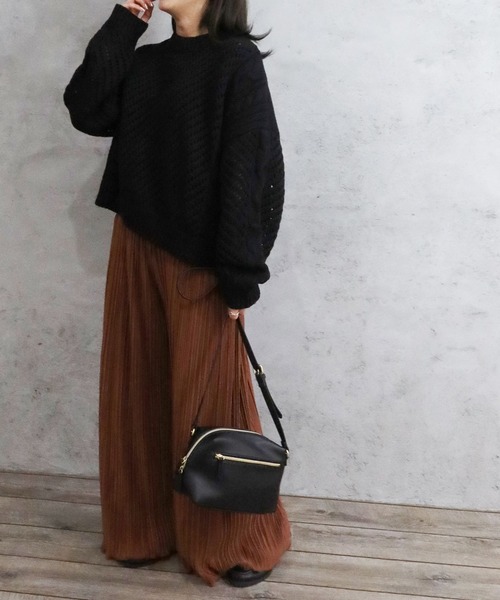 Riberry(リベリー)の「透かし柄ニット(ニット/セーター・レディース・チャコールグレー/オフホワイト/ブラック/ベージュ/カーキ・MEDIUM)」の19枚目の写真