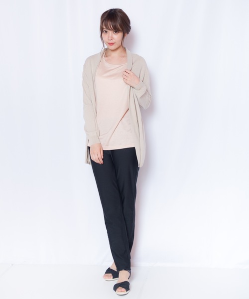 GGD SELECT（ジージーディー　セレクト）の「ハヴァナイストリップ HAVEANICETRIP 冷感コットンモダールすかし柄ロングカーディガン（カーディガン/ボレロ・レディース・ラベンダー/ベージュ/コーラルピンク・L/LL/M）」の6枚目の写真