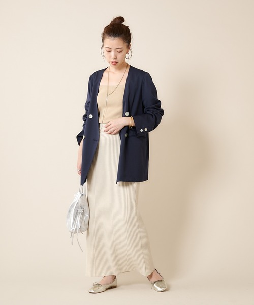 SHENERY（シーナリー）の「リブロングスカート（スカート・レディース・ブラック/オフホワイト・FREE）」の11枚目の写真