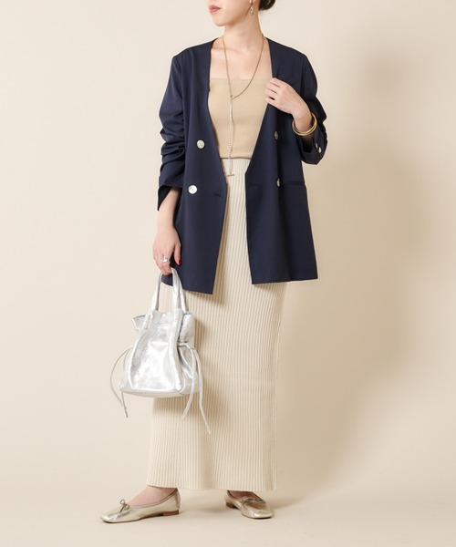 SHENERY（シーナリー）の「リブロングスカート（スカート・レディース・ブラック/オフホワイト・FREE）」の5枚目の写真