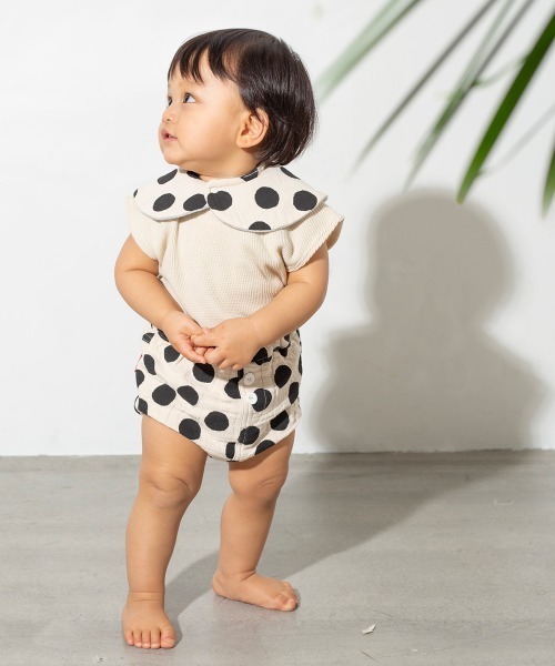 MAKE YOUR DAY（メイクユアデイ）の「ワッフルフレンチロンパス（ロンパース・キッズ・アイボリー/その他/ピンク/ベージュ・80/70）」の7枚目の写真