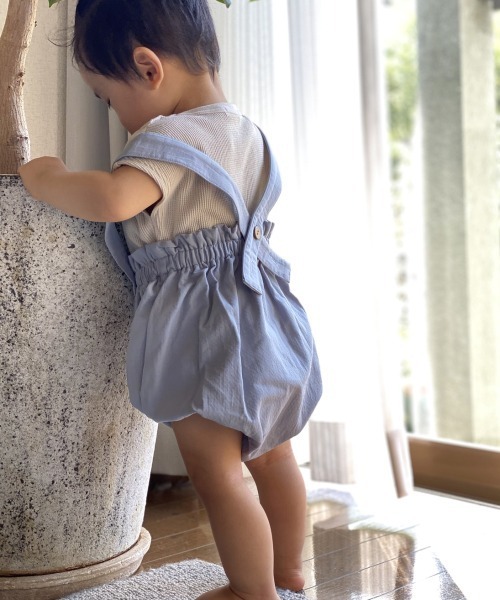 MAKE YOUR DAY（メイクユアデイ）の「ワッフルフレンチロンパス（ロンパース・キッズ・アイボリー/その他/ピンク/ベージュ・80/70）」の9枚目の写真