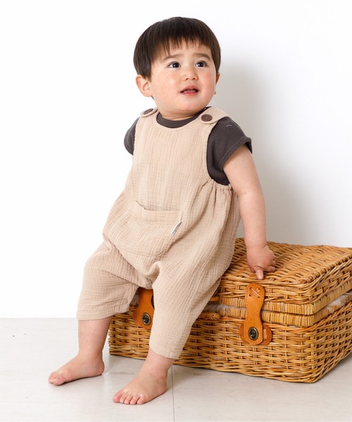 MAKE YOUR DAY（メイクユアデイ）の「ワッフルフレンチロンパス（ロンパース・キッズ・アイボリー/その他/ピンク/ベージュ・80/70）」の18枚目の写真