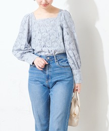 natural couture（ナチュラルクチュール）の「スクエアネックボリュームスリーブレースブラウス（シャツ/ブラウス）」
