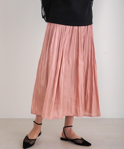 Bou Jeloud(ブージュルード)の「シャイニーサテンスカート(スカート・レディース・グレー/ミント/ブルー/ピンク・FREE)」の4枚目の写真