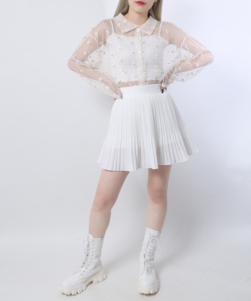 WC（ダブル シー）の「フラワーチュール長袖シャツ（シャツ/ブラウス・レディース・サックスブルー/アイボリー・FREE）」の9枚目の写真