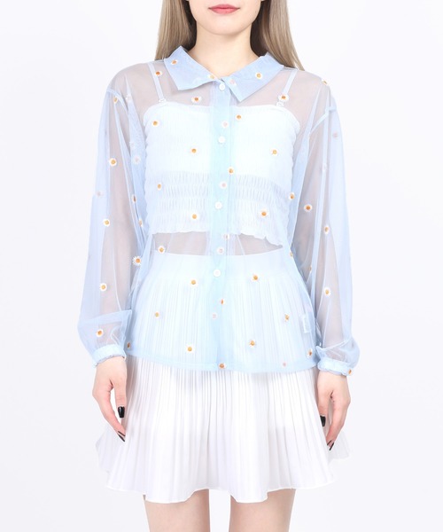 WC（ダブル シー）の「フラワーチュール長袖シャツ（シャツ/ブラウス・レディース・サックスブルー/アイボリー・FREE）」の16枚目の写真